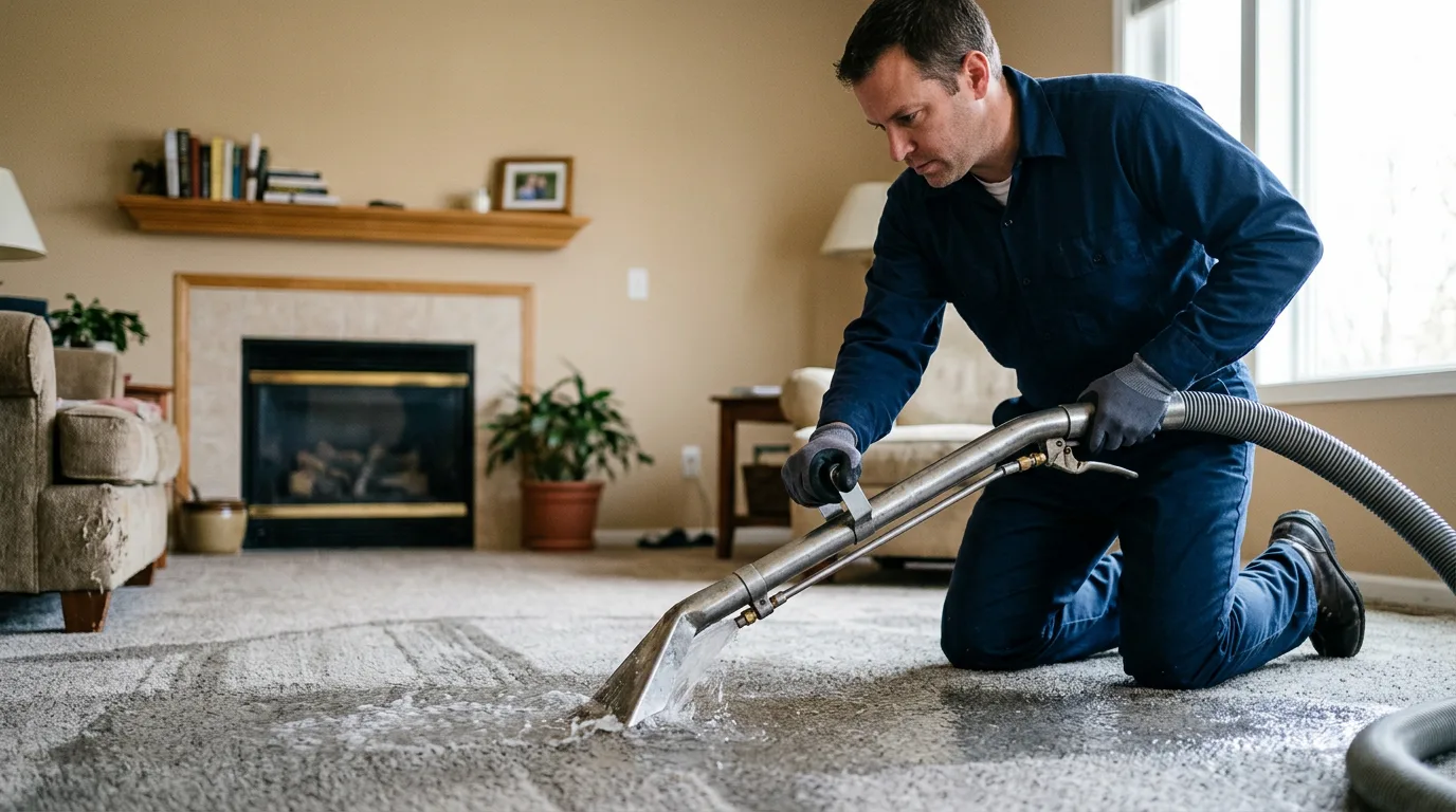 Water damage restoration technician working near Kewanee, MO